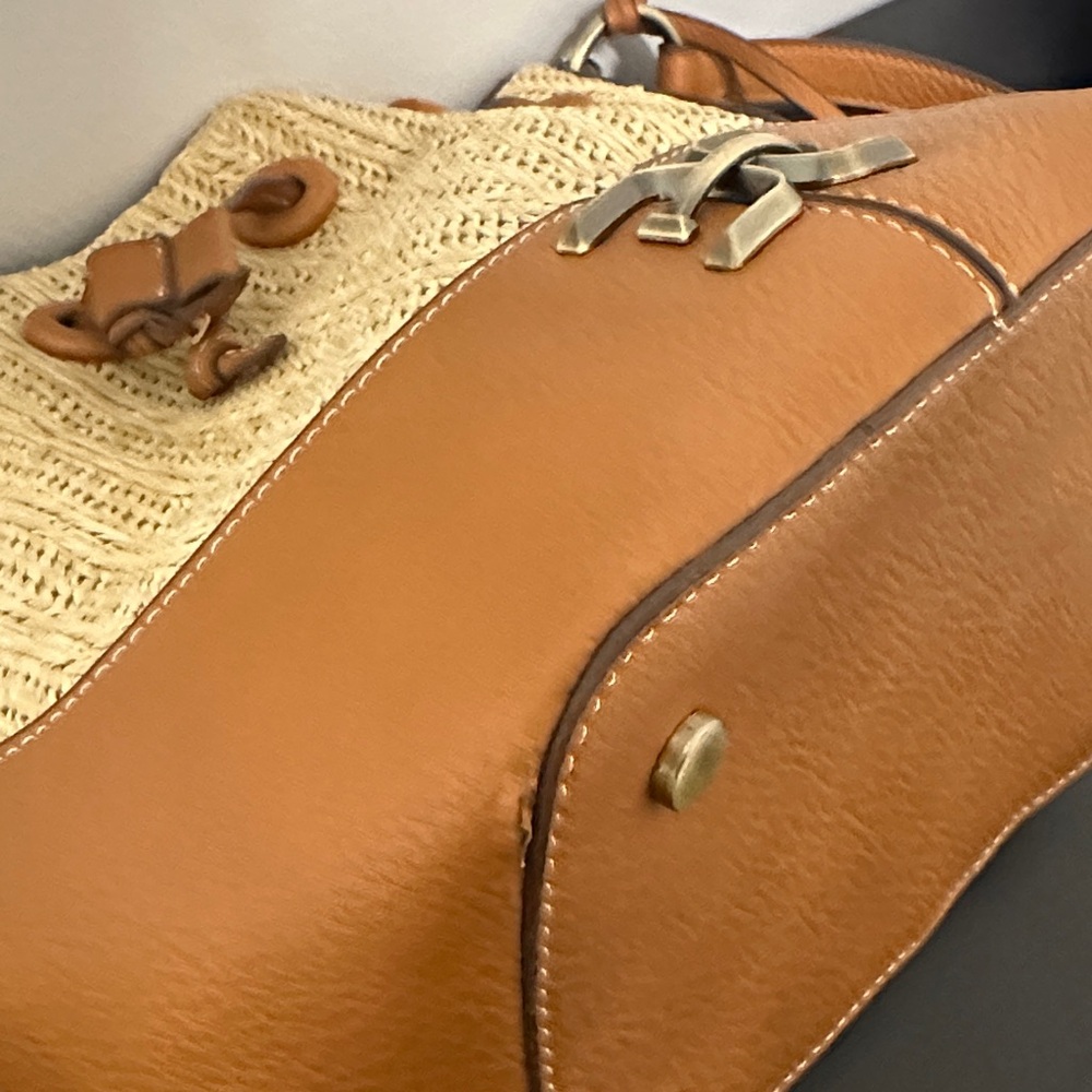 Sam Edelman Tan Leather & Raffia Crossbody Bag. NWOT. Flawless Hardware. - Picture 13 of 16